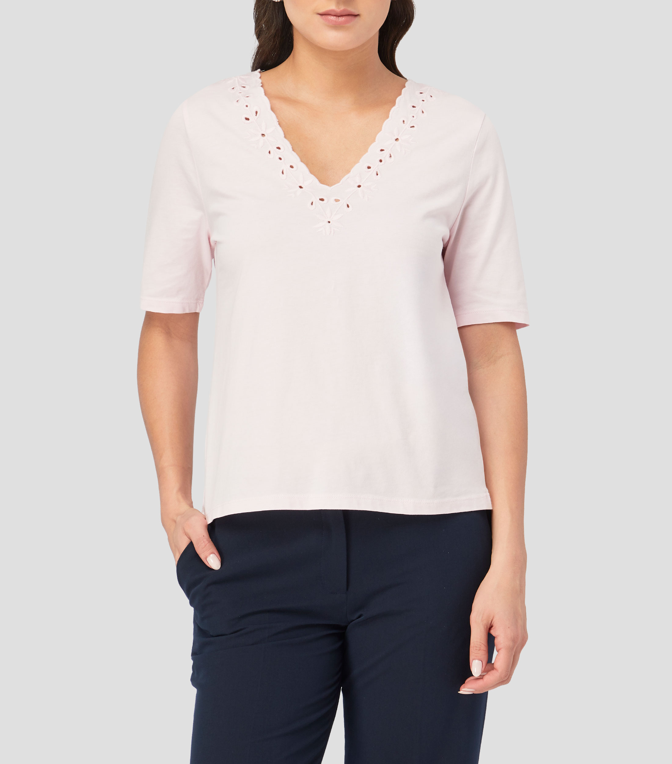 Blusa liso manga corta Mujer